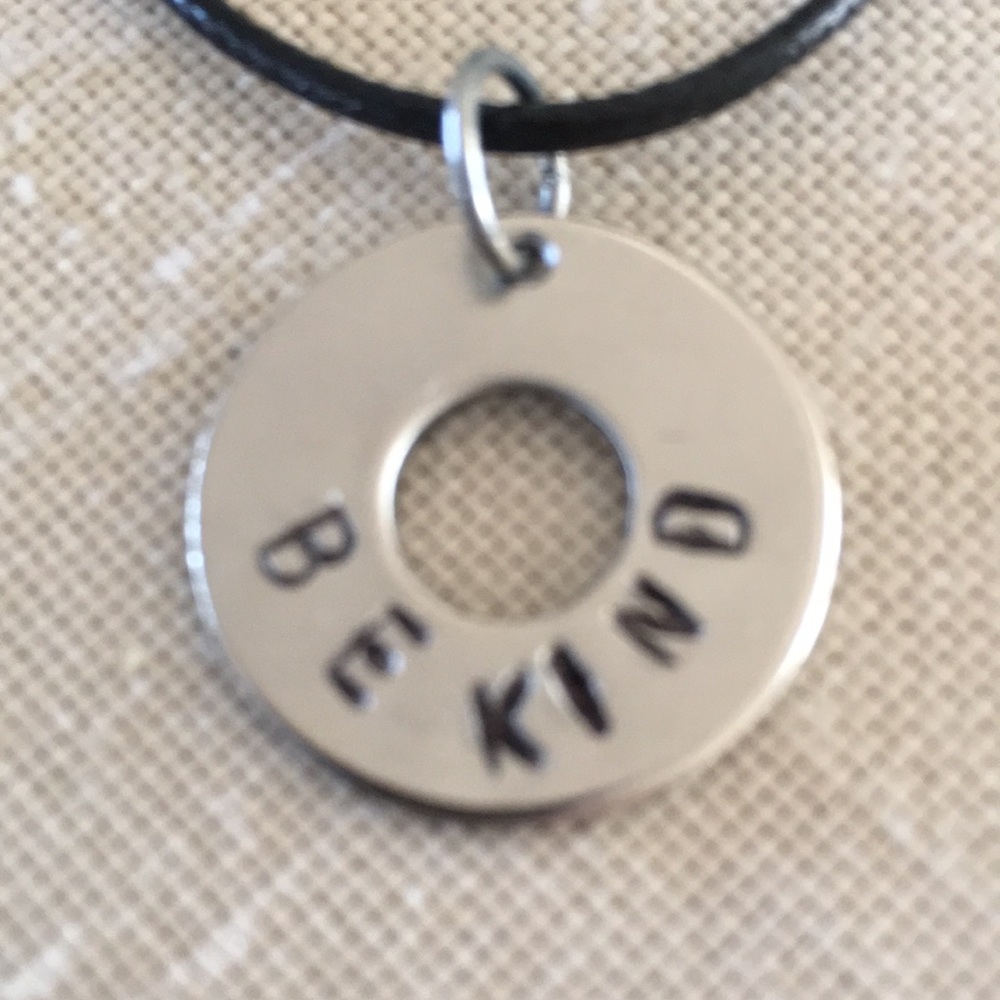 BE KIND Stamped Handcrafted Washer Necklace